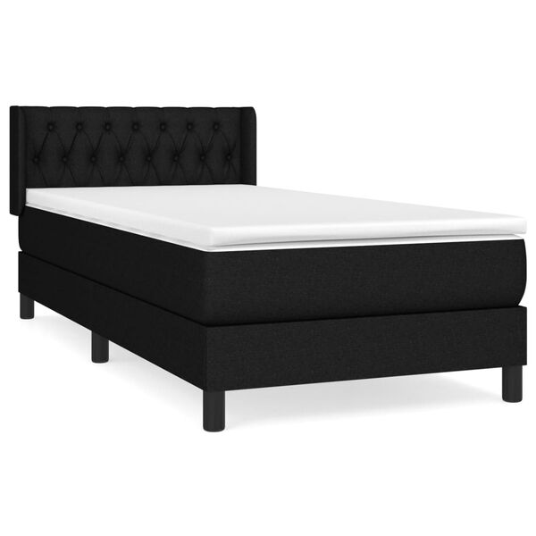 vidaXL Boxspringbett mit Matratze Schwarz 90x200 cm Stoff
