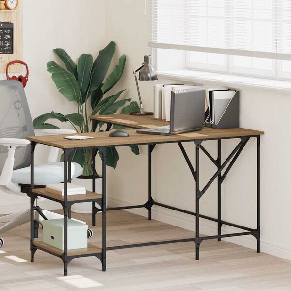 vidaXL Schreibtisch Artisan-Eiche 139 x 139 x 75 cm Holzwerkstoff