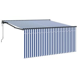 vidaXL Ausziehbare Markise Blau und Wei&szlig; 350 x 250 cm
