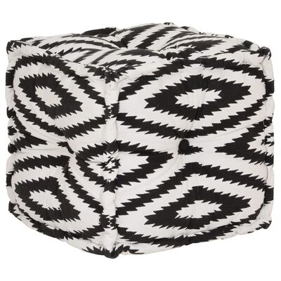 vidaXL Sitzwürfel mit Muster Handgefertigt 40 x 40 cm Schwarz/Weiß