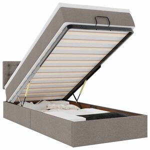 vidaXL Ottoman-Bett mit Matratze & LEDs Taupe 80x200 cm Stoff