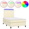 vidaXL Boxspringbett mit Matratze & LED Creme 120x200 cm Kunstleder