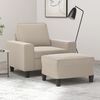 vidaXL Sessel mit Hocker Creme 60 cm Mikrofasergewebe