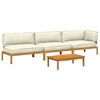 vidaXL Sofa Set mit Kissen Uni 4 pcs Creme Massivholz Akazie