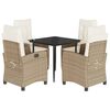 vidaXL 5-tlg. Garten-Essgruppe mit Kissen Beige Poly Rattan