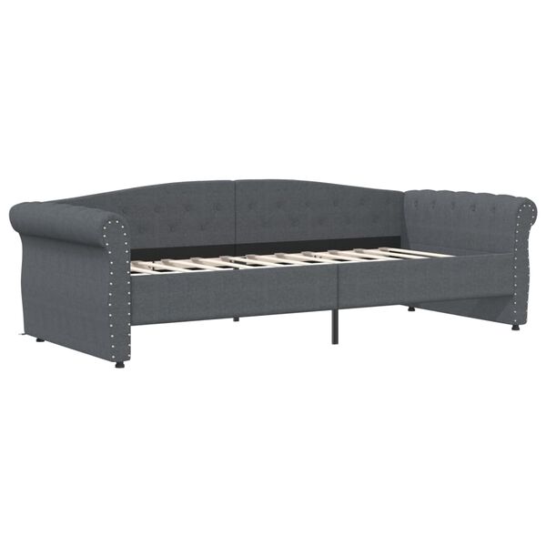 vidaXL Tagesbett mit Matratze USB Dunkelgrau Stoff 90x200 cm