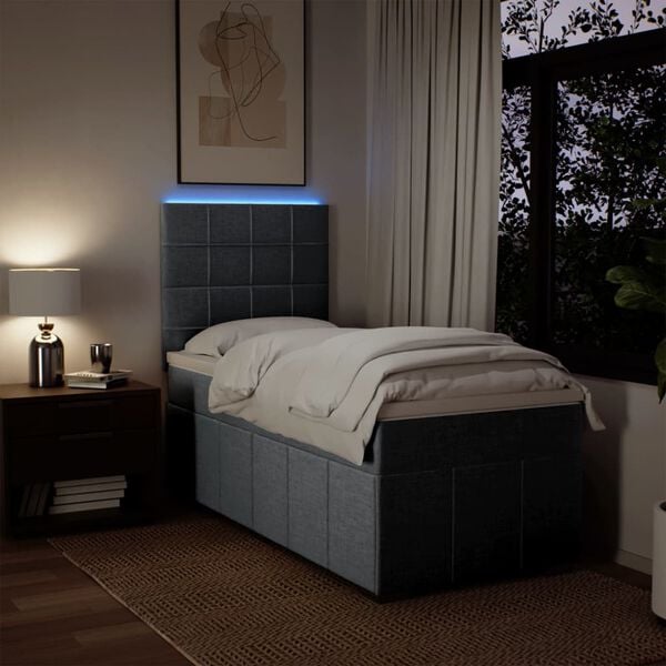 vidaXL Boxspringbett mit Matratze Hellgrau 90x200 cm Stoff