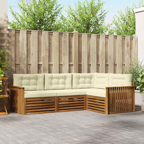 vidaXL Outdoor-Sofagarnitur mit Kissen 4 pcs Natur und Creme