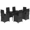 vidaXL 7-tlg. Garten-Essgruppe mit Kissen Schwarz Poly Rattan