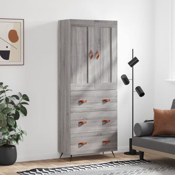 vidaXL Highboard Grau Sonoma 69,5x34x180 cm Holzwerkstoff