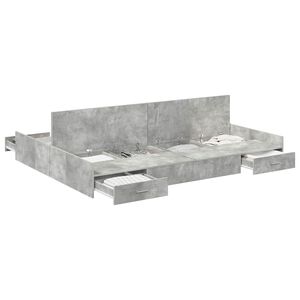vidaXL Aufbewahrungsbettgestell Beton Grau 140 x 190 cm Holzwerkstoff