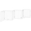 vidaXL 6-tlg. Hundetor mit T&uuml;r Faltbar Wei&szlig; 300 cm Pappelholz
