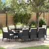 vidaXL Garten Essgruppe mit Kissen 9 pcs Schwarz Poly-Rattan