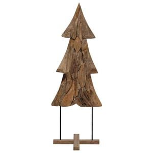 vidaXL Weihnachtsbaum mit St&auml;nder Braun 90 cm Massivholz Teak