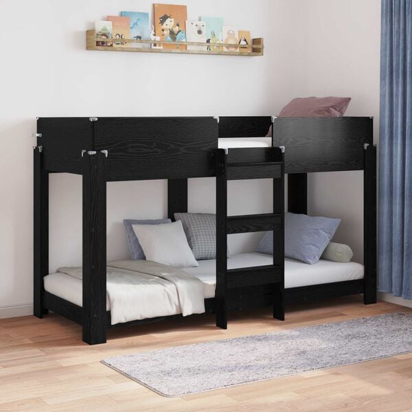 vidaXL Etagenbett f&uuml;r Kinder Schwarz Eichen-Optik 75 x 190 cm