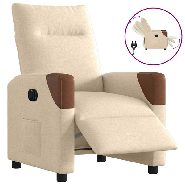 vidaXL Relaxsessel Elektrisch Creme Stoff