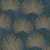 DUTCH WALLCOVERINGS Tapete Blattmuster Petrolblau und Golden