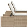 vidaXL Sonnenliegen 2 Stk. mit Tisch Beige Poly Rattan