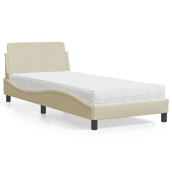 vidaXL Bett mit Matratze "Dover" Creme 80x200 cm Stoff