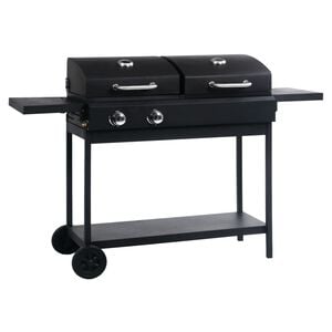 vidaXL Gas- und Holzkohle-Grill mit 2 Brennern