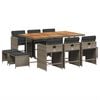 vidaXL 11-tlg. Garten-Essgruppe mit Kissen Grau Poly Rattan