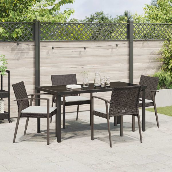vidaXL Garten Essgruppe 5 pcs Braun Poly Rattan