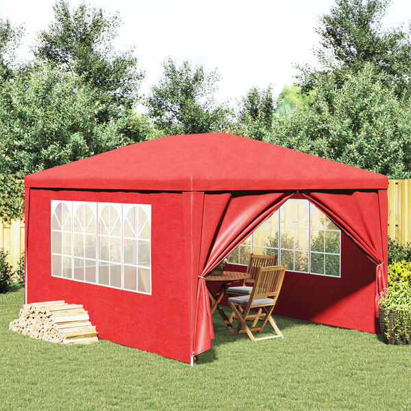 vidaXL Partyzelt mit Wand Rot 400 x 300 x 255 cm Polyethylen und Stahl
