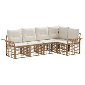 vidaXL Outdoor-Sofagarnitur 5 pcs Nat&uuml;rlich und Cremwei&szlig; Polyester