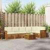 vidaXL Ecksofa Set mit Kissen 7 pcs Natur und Creme Massivholz Akazie