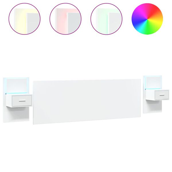 vidaXL Kopfteil mit Nachttischen Wei&szlig; 240 cm Holzwerkstoff