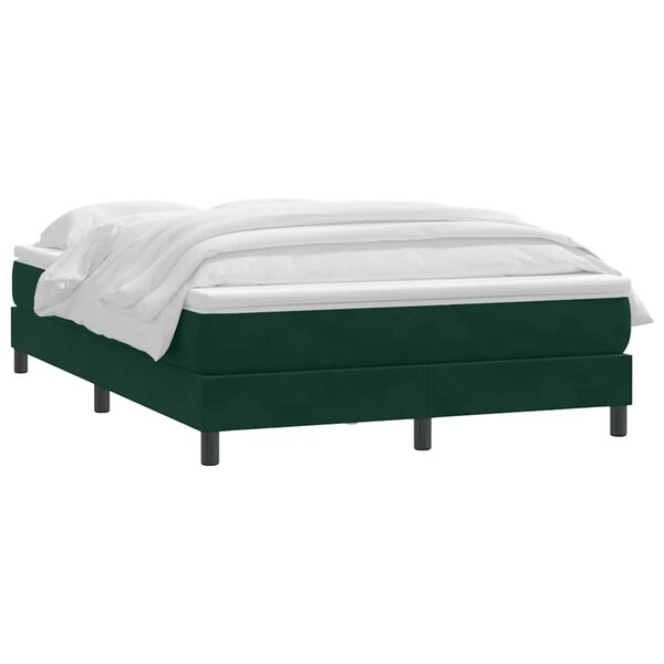 vidaXL Boxspringbett mit Matratze Dunkelgr&uuml;n 160x220 cm Samt