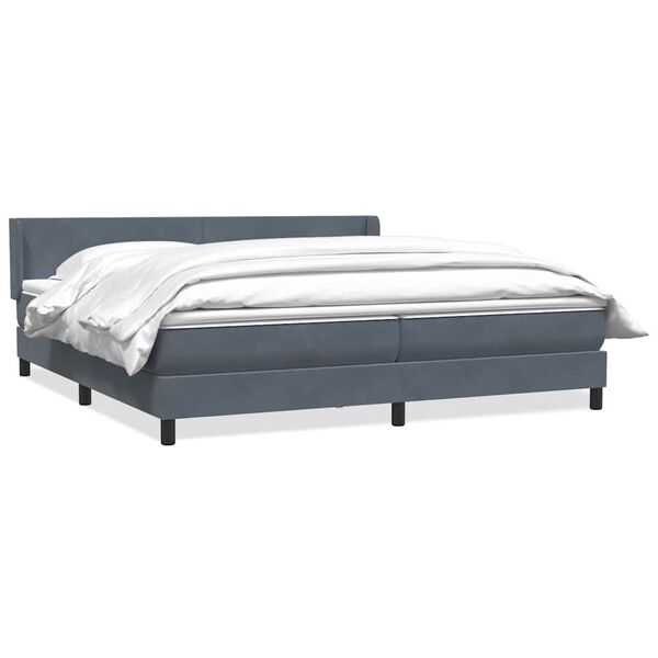 vidaXL Boxspringbett mit Matratze Dunkelgrau 180x210 cm Samt