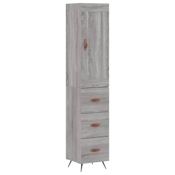 vidaXL Highboard Grau Sonoma 34,5x34x180 cm Holzwerkstoff