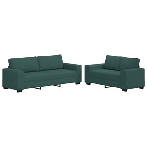 vidaXL 2-teiliges Sofa-Set mit Kissen, dunkelgr&uuml;ner Stoff