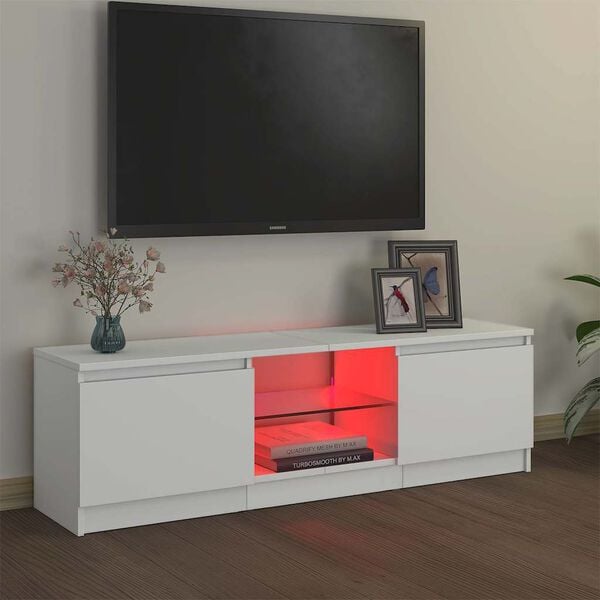 vidaXL TV-Schrank mit LED-Leuchten Wei&szlig; 120x30x36 cm