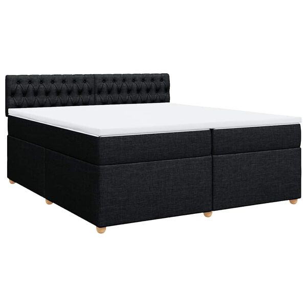 vidaXL Boxspringbett mit Matratze Schwarz 200x200 cm Stoff