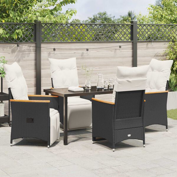 vidaXL Garten Essgruppe mit Kissen 5 pcs Schwarz Poly-Rattan