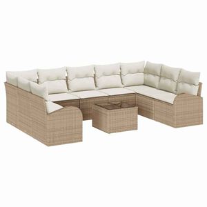 vidaXL Gartensofa-set mit Kissen 10 pcs Beige und Wei&szlig; Poly-Rattan