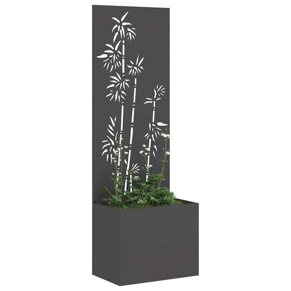 vidaXL Garten Sichtschutz-Leinwand Floral Schwarz 50 x 140 cm