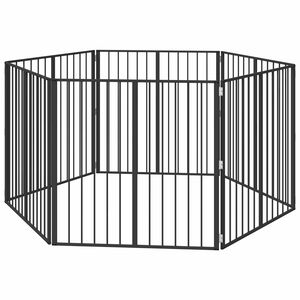 vidaXL Hundetor 6 pcs Schwarz 100 x 100 cm Verzinkter Stahl