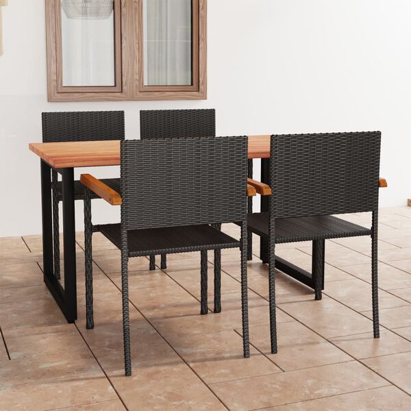 vidaXL 5-tlg. Garten-Essgruppe Poly Rattan Schwarz