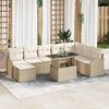 vidaXL Garten-Sofa-Set mit Kissen 9 pcs Beige Poly Rattan