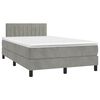 vidaXL Boxspringbett mit Matratze & LED Hellgrau 120x200 cm Samt