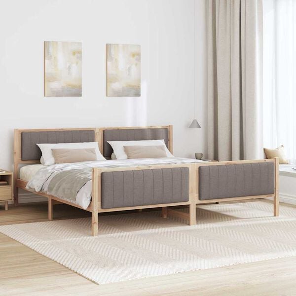 vidaXL Bettgestell Braun und Taupe 200 x 200 cm Massivholz Kiefer