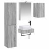 vidaXL Badezimmerm&ouml;bel-Set 5 pcs Grau Sonoma Ingenieurholz und Glas