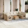 vidaXL 10-tlg. Garten-Sofagarnitur mit Kissen Beige Poly Rattan