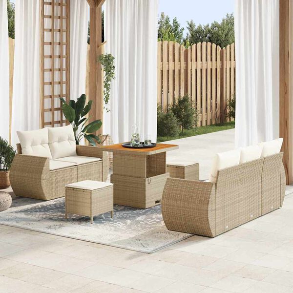 vidaXL Gartensofa-set 8 pcs Beige Poly-Rattan