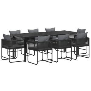 vidaXL Garten Essgruppe 9 stk. Schwarz und Anthrazit Poly-Rattan