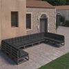 vidaXL 10-tlg. Garten-Lounge-Set mit Kissen Schwarz Massivholz Kiefer