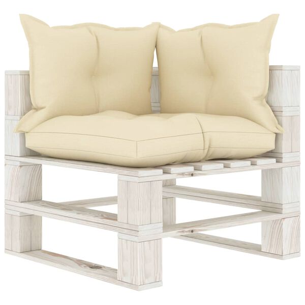 vidaXL 6-tlg. Garten-Lounge-Set Paletten mit Kissen in Creme Holz